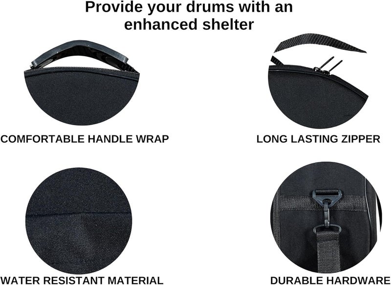 ARW Shamanic Drum Bag, Bodhran Drum Bag, Handmade Frame Drum Bag, Hand Drum Protection, Waterproof Drum Cases (Black, 16 Inches X 3 Inches) - Image 3